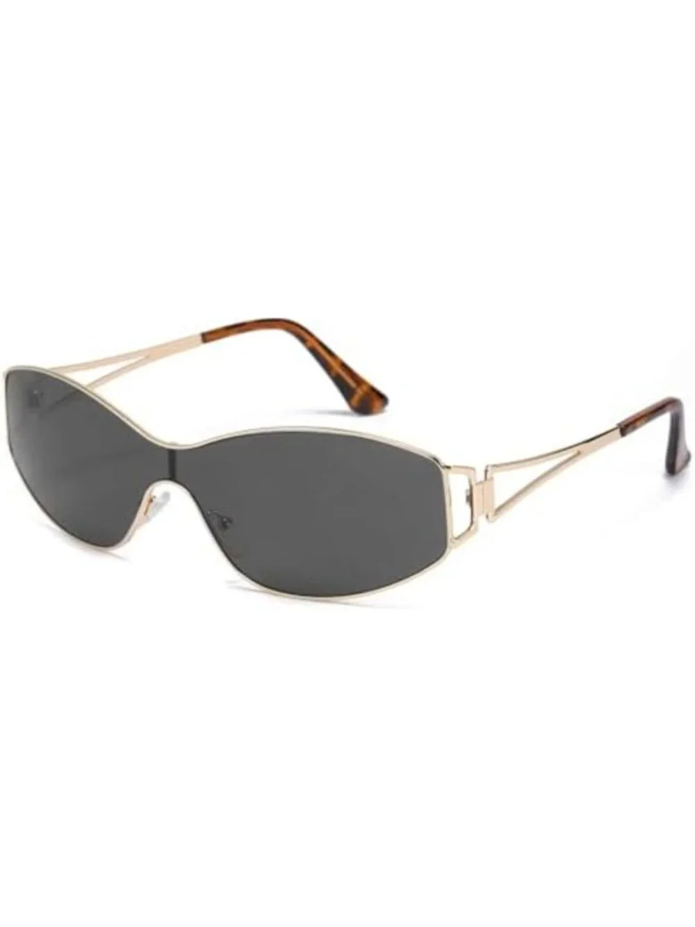 Retro Unisex Gold Frame Grey Lenses Sunglasses W/ Tortoise Shell Temples